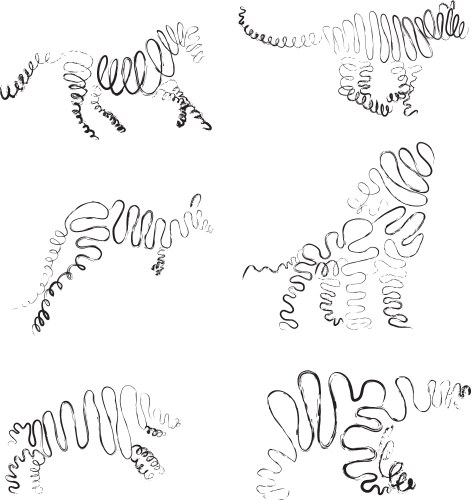 Set of animals made from ribbon Vector Image