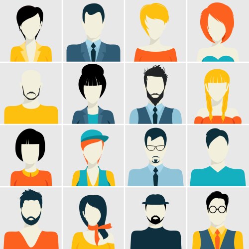 Professions avatar flat icons set Royalty Free Vector Image