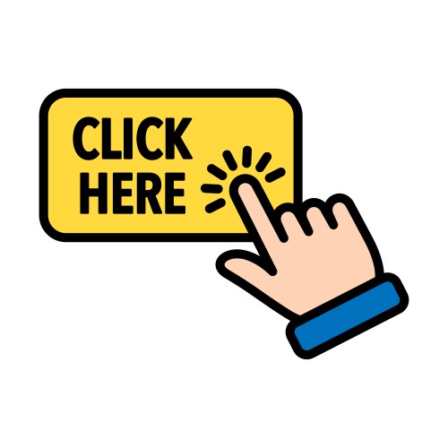 click here icon with hand pointer clicking vector image vector image