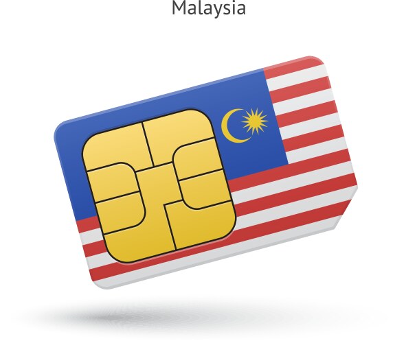 malaysia mobile phone sim card with flag vector image