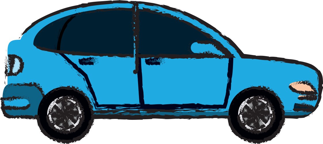 Drawing blue car coupe parking lot Vector Image