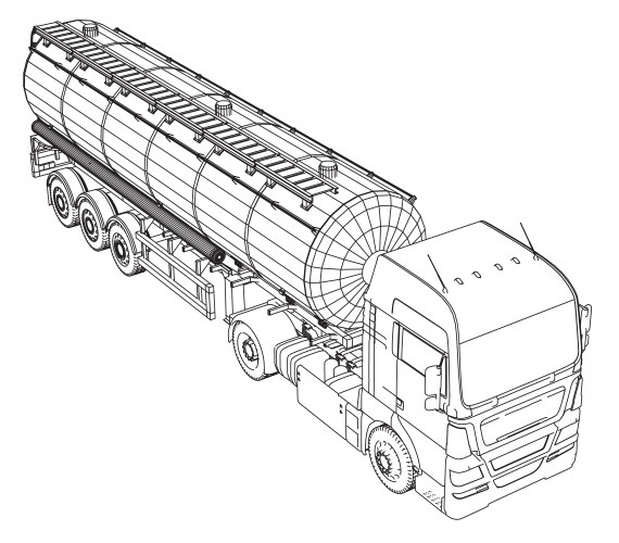 large truck tanker with trailer isolated on grey vector image