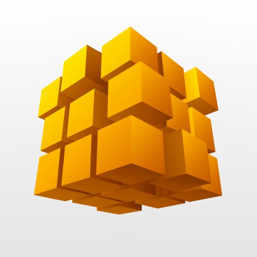 Gold cube Royalty Free Vector Image - VectorStock