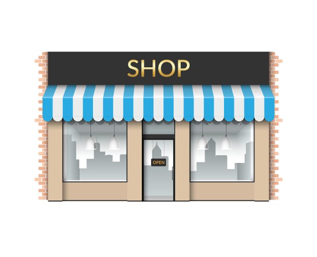 Brick store front with large transparent window Vector Image