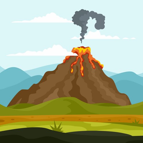 Nature scene of volcano eruption Royalty Free Vector Image