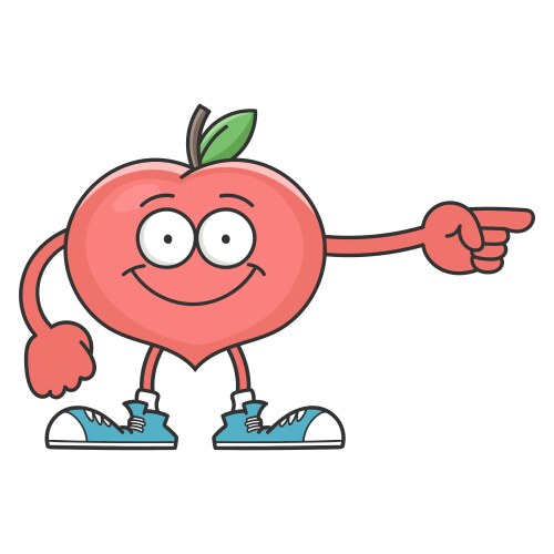 smiling peach fruit cartoon character vector image