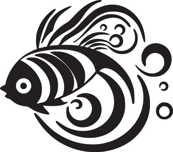 Clownfish - black and white isolated icon Vector Image