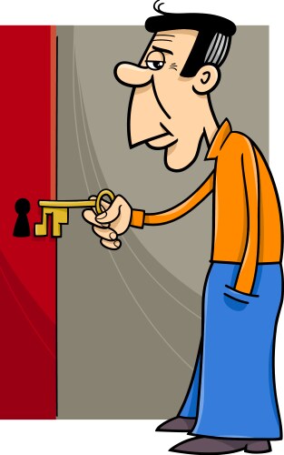 Man with key cartoon Vector Image