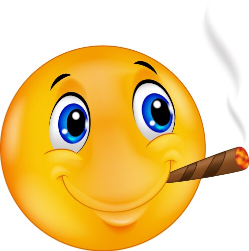 emoticon smiley smoking cigar vector image