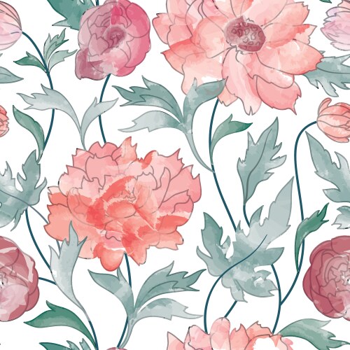 Watercolor floral chinese pattern Royalty Free Vector Image