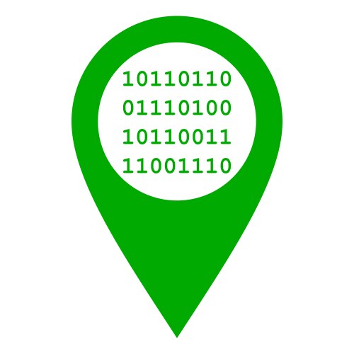 Binary code and location pin vector image