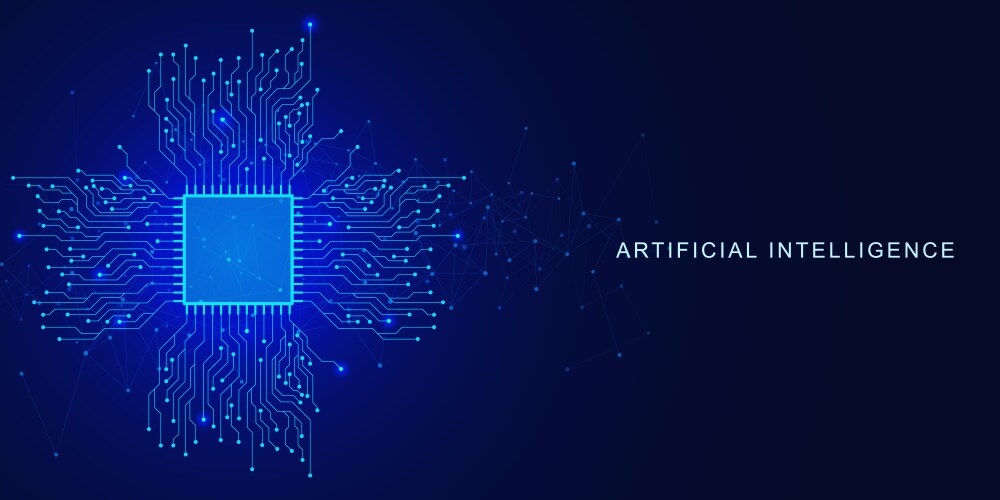 Circuit board with microchip or computer processor vector image