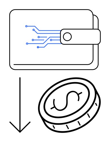 Digital wallet with circuit design arrow pointing vector image