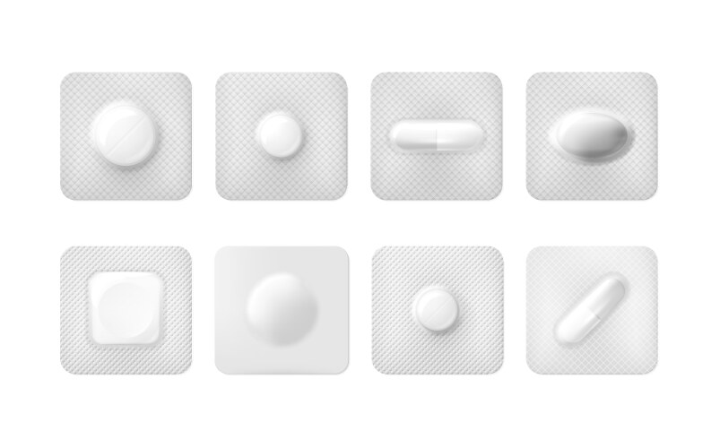 Blisters with one tablet capsule different shape vector image