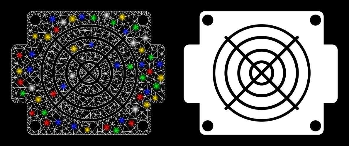 Flare mesh 2d mining asic device icon with vector image