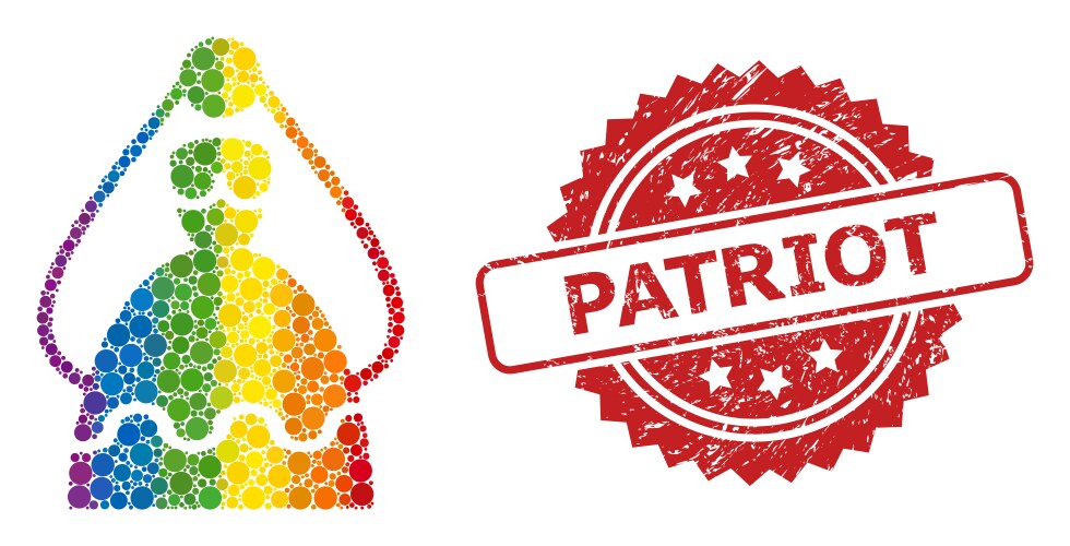Textured patriot seal and bright colored bride Vector Image