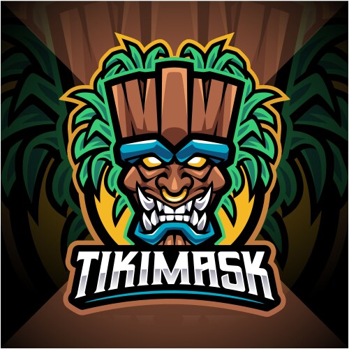 Tiki Mask Esports Logo Vector Image