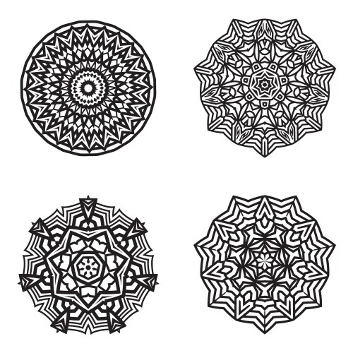 Set bundle black and white mandala element Vector Image