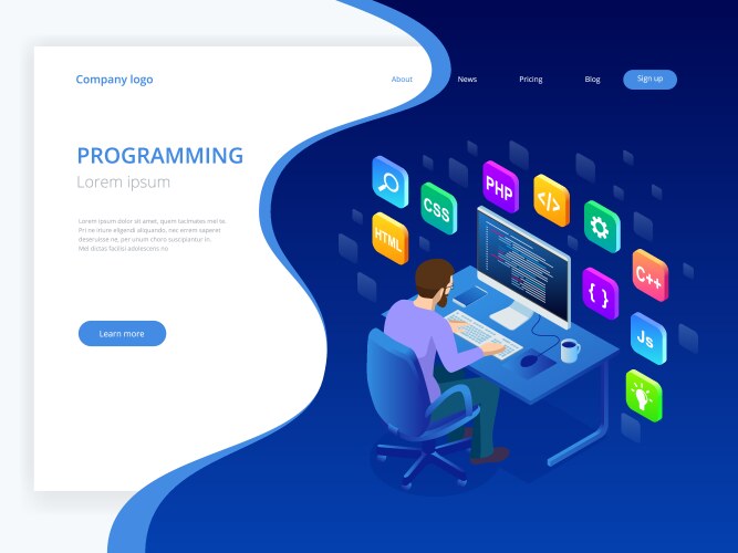 Isometric Programming & Coding Technology vector image