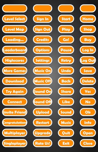 Set of text game buttons in flat style vector image