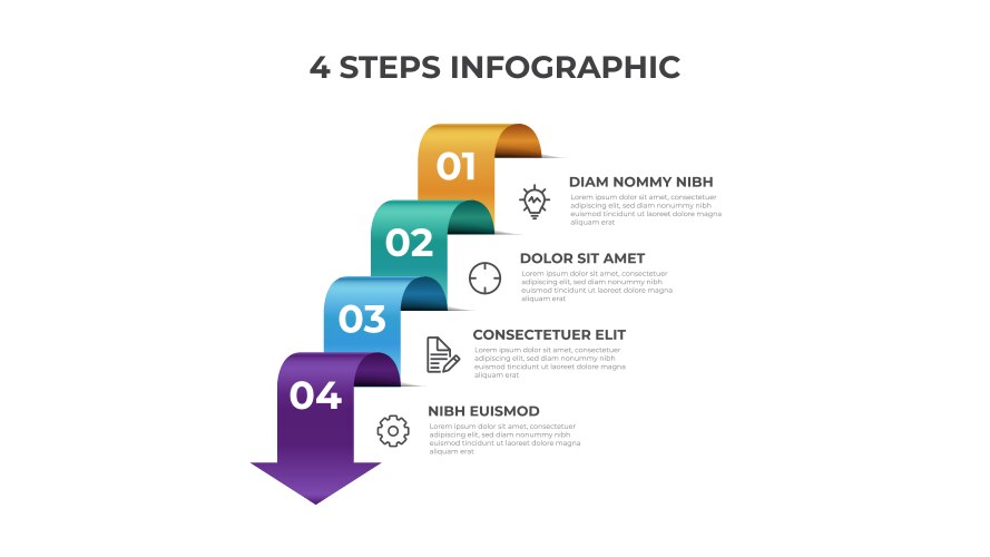 Four vertical arrows for infographic presentation Vector Image