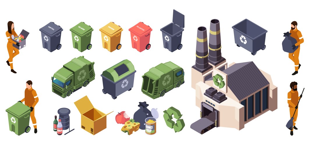 Set garbage bins for recycling different types Vector Image