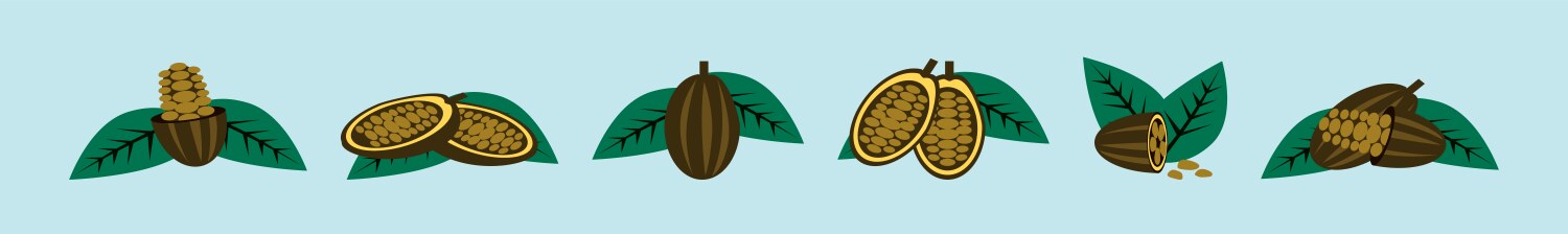 Set cocoa bean cartoon icon design template Vector Image