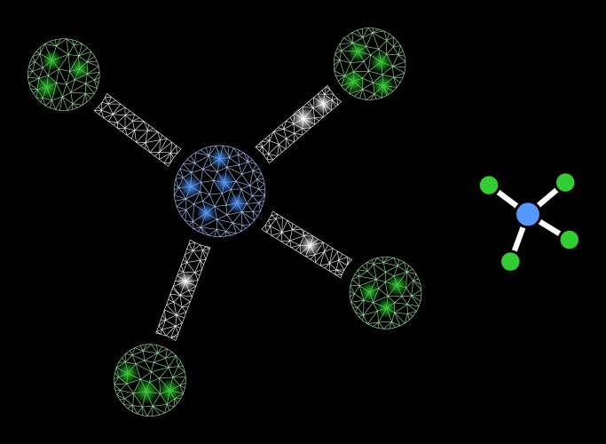 Mesh net links with illumitated network vector image