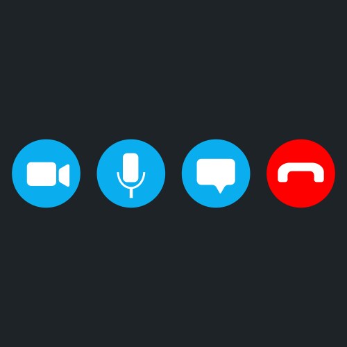 Video call icons set on blue back vector image