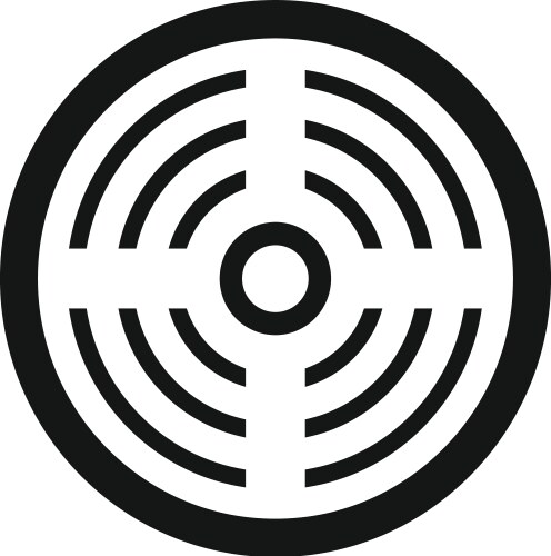 black and white circular maze icon vector image