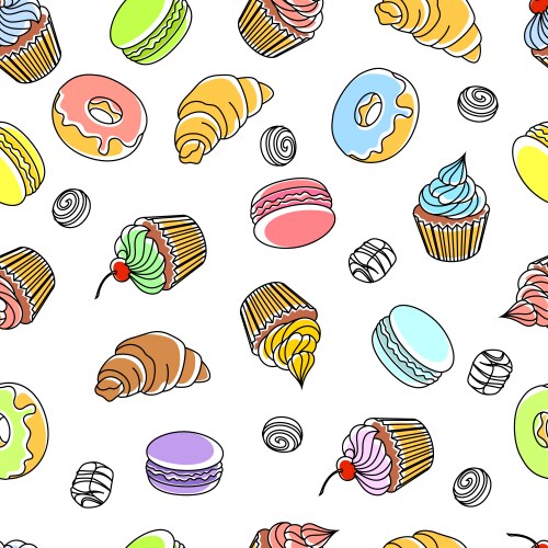 Desserts seamless pattern Royalty Free Vector Image