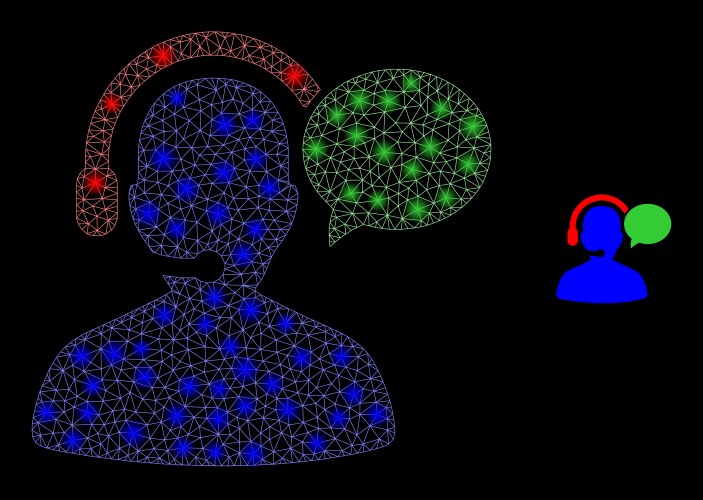 Mesh web operator message with glowing wire vektorbild