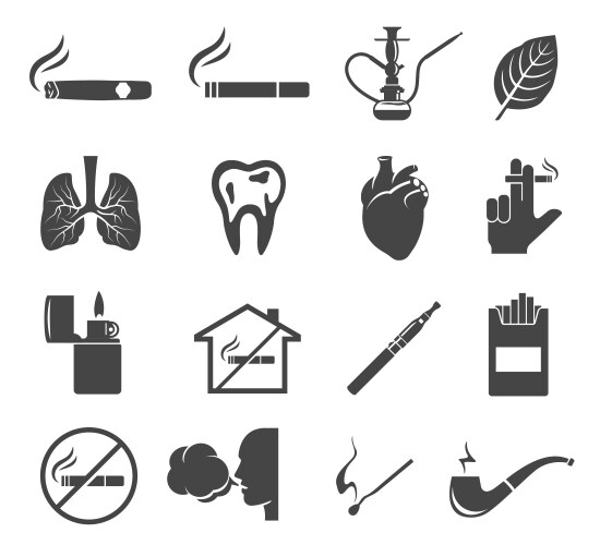 Smoking Glyph Collection Vector Image