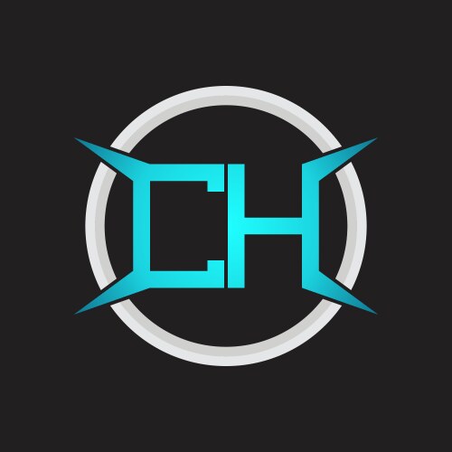 CH Monogram Circle Taper Logo Vector Image