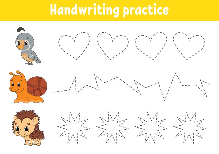 Preschool handwriting practice sheet educational Vector Image