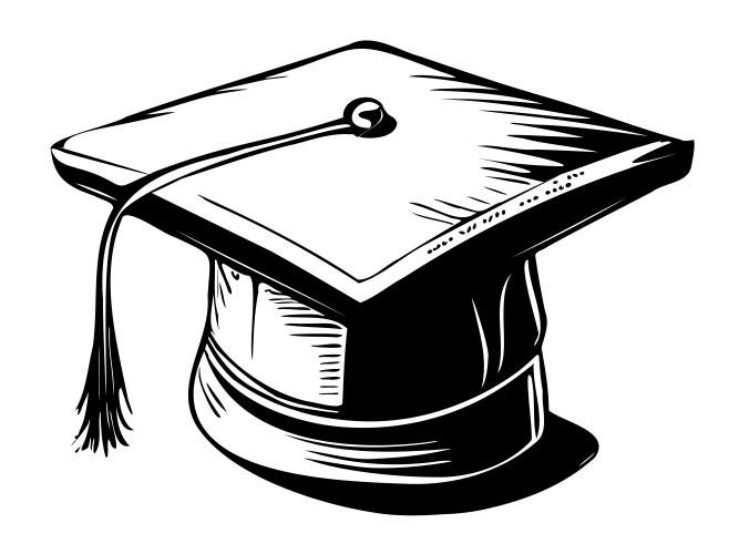 Graduation cap student hand drawn sketch Vector Image