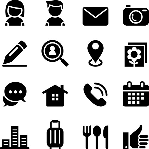 Contact icon set simplicity theme Royalty Free Vector Image