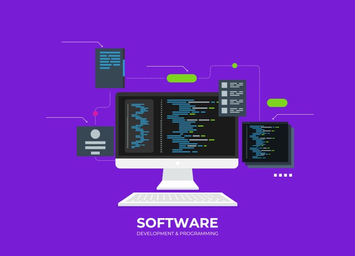Software development and programming program code vektorbild