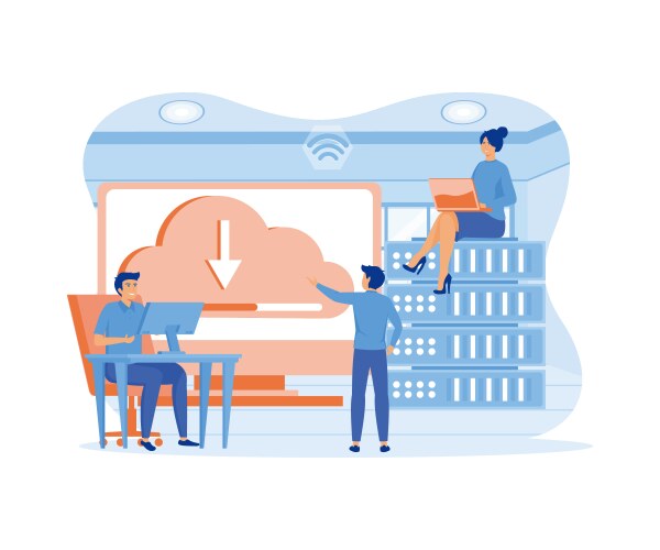Concept of cloud computing online database vector image