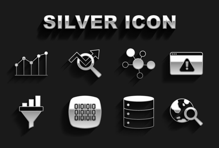 Set binary code browser with exclamation mark vector image