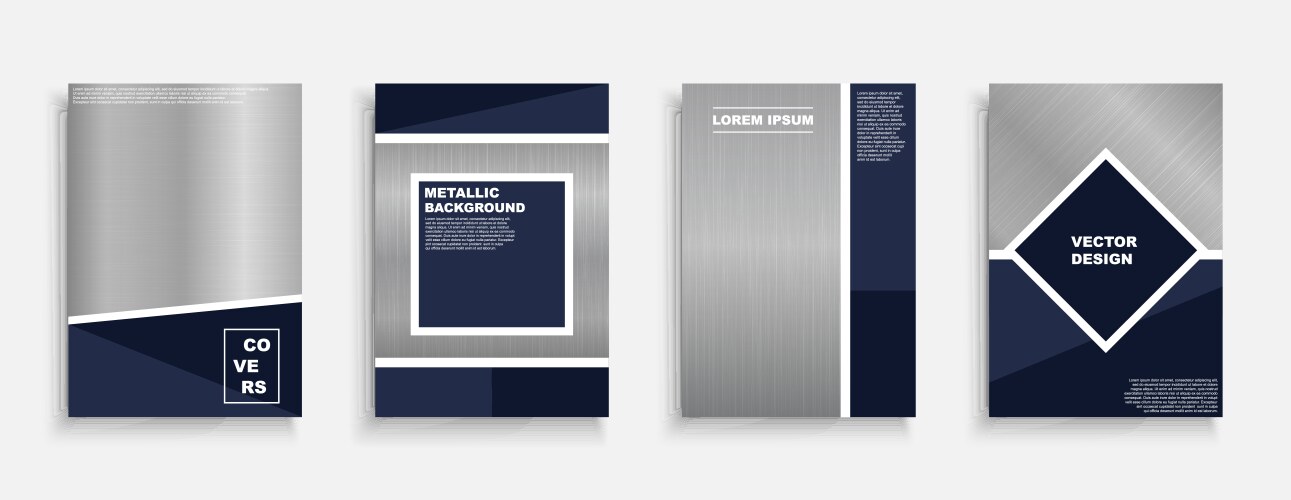 set stylish metallic covers templates vector image