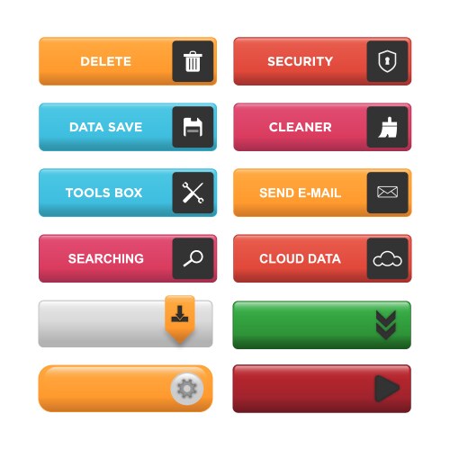 Set of 3d glossy action web button design vektorbild