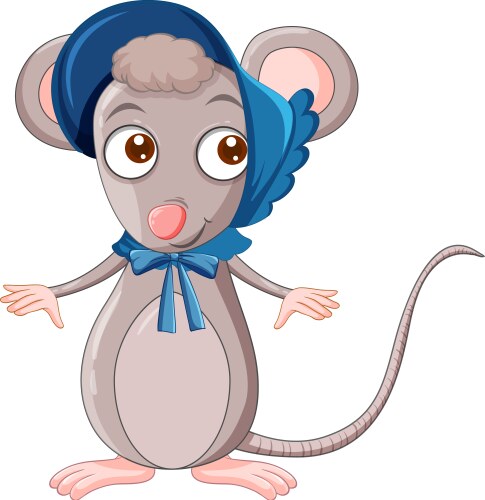 little mouse with happy face vector