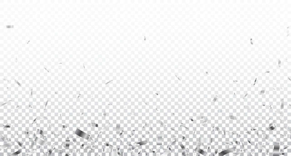 Silver confetti and ribbon isolated on transparent