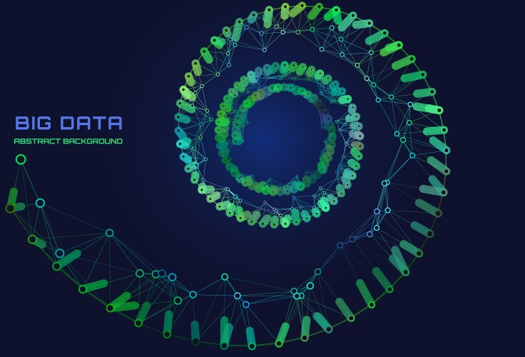 Abstract grid helix from color polygons in dark vector image