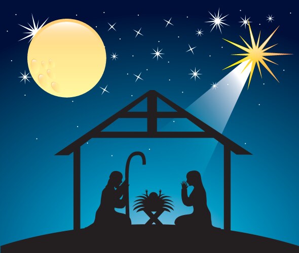 Nativity Scene Silhouettes Vector Image