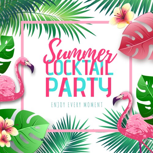 Tropical Flamingo Cocktail Party Vector Image