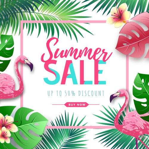 Summer big sale typography poster with flamingo Vector Image