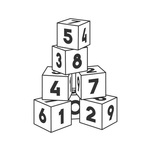 Outline block building tower with numbers vector image