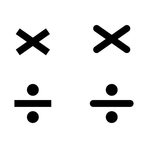Set of divide and equal mathematics symbol vector image